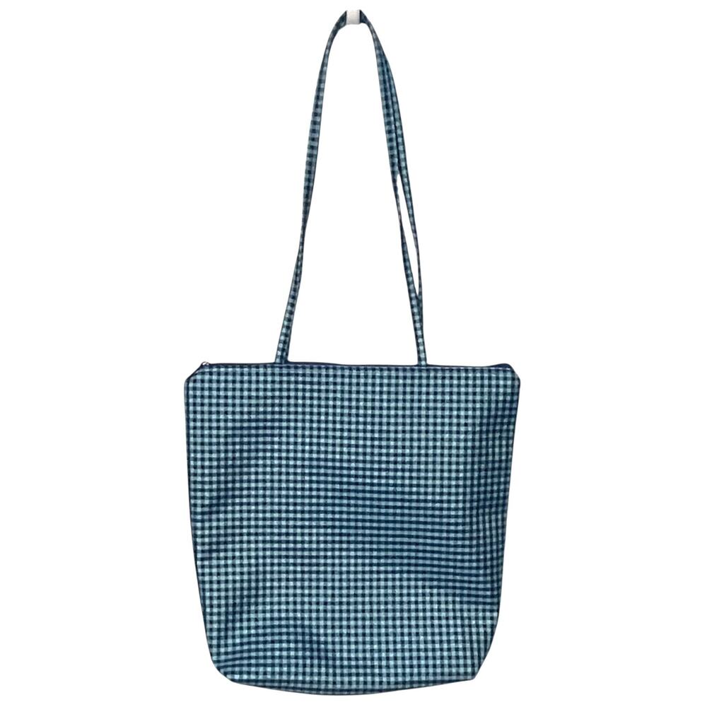 Carlos Falchi Gingham Tote Bag Womens Blue Shopper